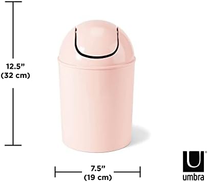 Umbra 1.25 Gallon Mini Waste Can with Removable Swing-Top Lid - Small Garbage Bin for Kitchen, Bathroom, Bedroom, Office - Compact Trash Can Fit Under Tables & Counters - Pink