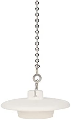 2 Packs Tub Stopper, Rubber Bathtub Stoppers Drain Plug with 15" Stainless Steel Beaded Chain, Premium Bathroom Plug Fit for 1.5" to 2" Kitchen Sink, Bathroom Bath tub, Drain Stopper, White