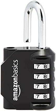 Amazon Basics 4-Digit Combination Lock, Black, 2-Pack