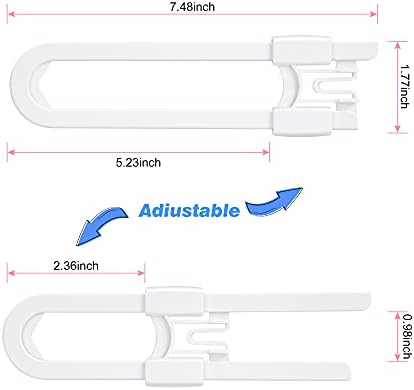 Vmaisi 8 Pcs Baby Sliding Cabinet Locks Adjustable U Shaped Child Safety
