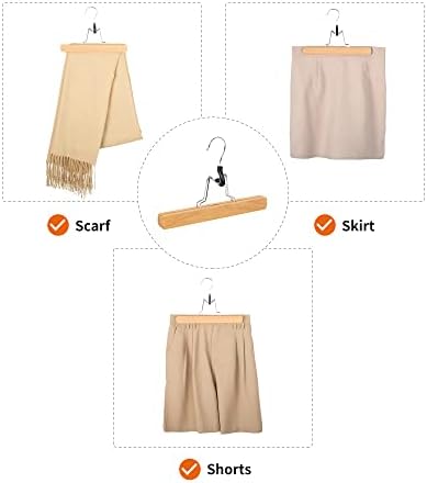 Amazon Basics Sturdy Wooden Pants Hangers for Closet Organization, Natural, 10-Pack