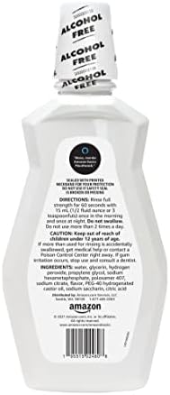 Amazon Basics Teeth Whitening Mouthwash, Alcohol-Free, Clean Mint, Breath Freshener, 32 Fluid Ounces, 1-Pack (Previously Solimo)