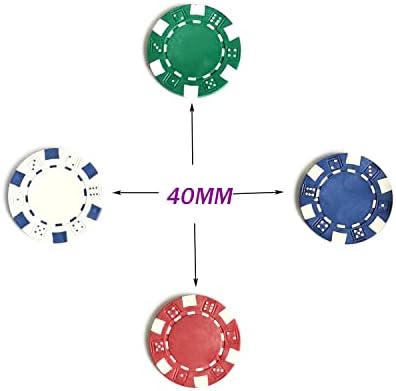 SEETOOOGAMES 100 Pieces 11.5g Clay Composite Dice Striped Casino Poker Chips- 4 Colors (red, Green, White and Blue)