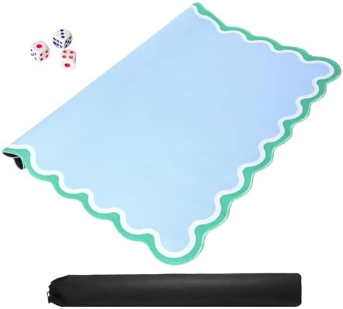 TIASUSAN Blue Mahjong Mat (31.5” x 31.5”) with Black Carrying Bag, Anti-Slip, Noise-Reducing Mahjong Mat for Table, Poker, Board Games, Dominoes, and Card Games