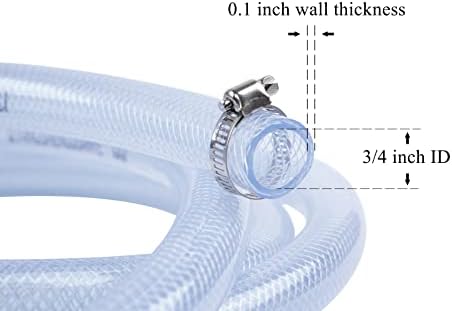 High Pressure Braided Clear Flexible PVC Tubing 3/4" ID,10ft