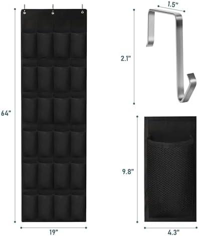 24 Large Pockets Upgraded Over the Door Shoe Organizer, Enhanced Hanging Solution Holder Closets, Shoe Cabinets for Everyone