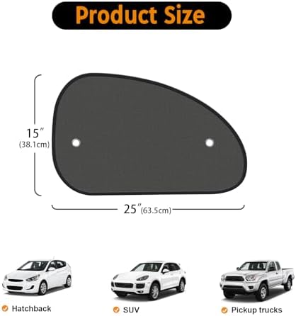 2026 New Upgrade Car Window Shades for Side Window 25"X15"(2 Pack),Car Window Shade for Baby Suction Cup,Sun Shade Side Window Can Blocks 99.98% UVR