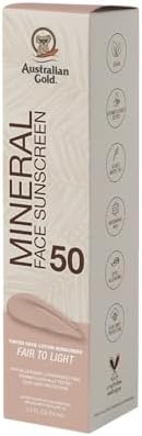 Australian Gold Tinted Mineral Face Sunscreen SPF 50 | Fair to Light Tint