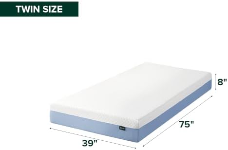 Zinus 8 Inch Twin Cooling Essential Memory Foam Mattress, Medium Feel