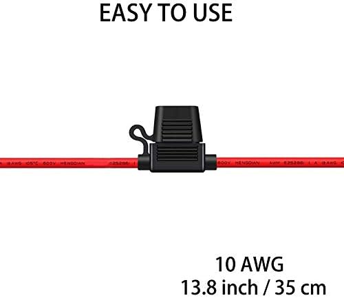 10 Gauge Fuse Holder - 10 AWG Inline Fuse Holder with 40 AMP ATC Blade Fuses (4pack)