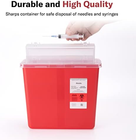 Alcedo Large Sharps Container 5 Quart (2-Pack) Home & Professional Use