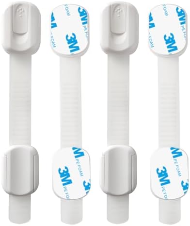 Child Safety Cabinet Locks, 8-Pack, Easy Install with 3M Adhesive, No Screws or Drilling, Multi-Purpose Latches for Cabinets, Drawers, Doors, Kitchen, Ovens, Toilets