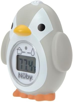 Nuby Bath and Room Digital Thermometer - Baby Thermometer for Safe and Cozy Bath and Room Temperatures - Penguin