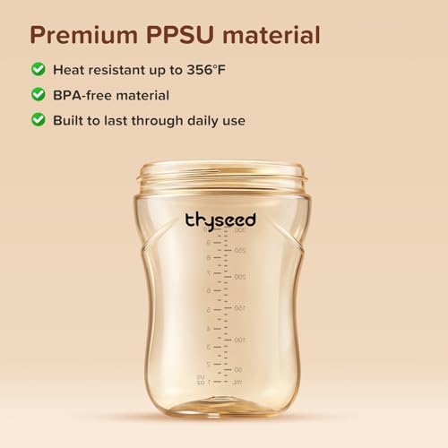 Thyseed Spill-Proof Weighted Straw Sippy Cup, Baby Transition Trainer, Soft Silicone Spout, BPA-Free, 6m+, 10 oz, 1 Pack