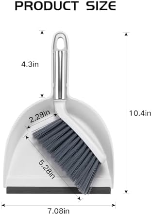 NACENA Mini Broom and Dustpan Set, Small Dust Pan and Brush Set, White&Gray