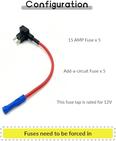 5 Pack 12V Car Add-a-Circuit Fuse TAP Adapter Mini Fuse Holder Connector