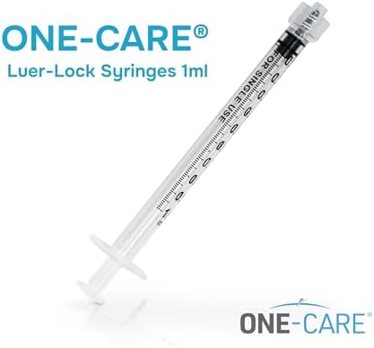 ONE-CARE Luer-Lock Syringe, 1 mL, 100 Count, Blister-Packed