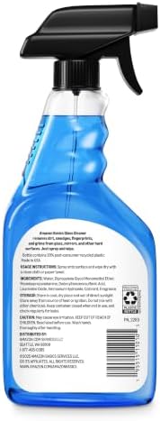 Amazon Basics Glass Cleaner, Streak-Free Shine, 32 Fl Oz, Pack of 2 with 1 Sprayer