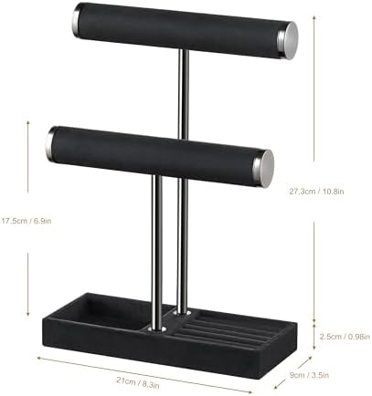 bussdis 2 Tier Bracelet Holder Display, Necklace Holder Organizer, Black