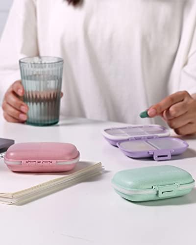 MEACOLIA 3 Pack Travel Pill Organizer, 8 Compartments Pill Box