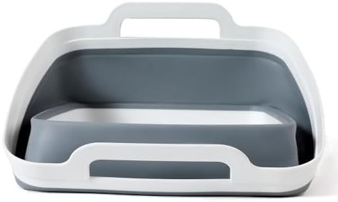 FOSJGO Collapsible Dish Basin with Drain Plug, Foldable Sink, 2.4 Gal (9L)