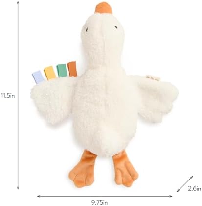 Itzy Ritzy Huggable Lovey, Plush Comfort Toy with Sensory Ribbons (Goose)