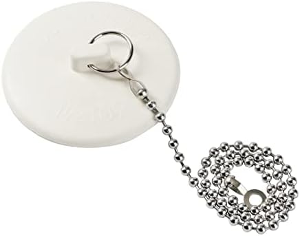 2 Packs Tub Stopper, Rubber Bathtub Stoppers Drain Plug with 15" Stainless Steel Beaded Chain, Premium Bathroom Plug Fit for 1.5" to 2" Kitchen Sink, Bathroom Bath tub, Drain Stopper, White