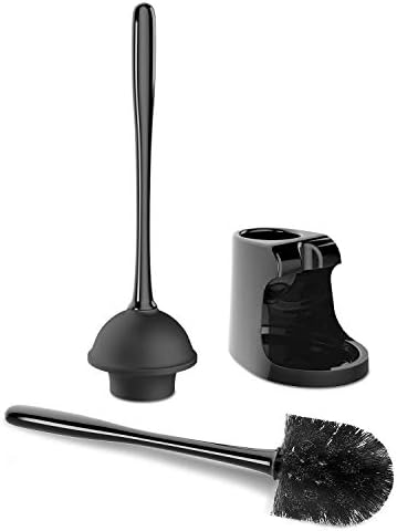 MR.SIGA Toilet Plunger and Brush Combo for Toilet Cleaning, Black, 2 Set