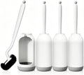 HAMITOR Toilet Bowl Brush Holder Set: Curved Bristle for Deep Cleaning