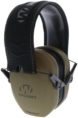 Walker's Razor Slim Passive Earmuffs Ultra Low Profile 27dB NRR Light Weight