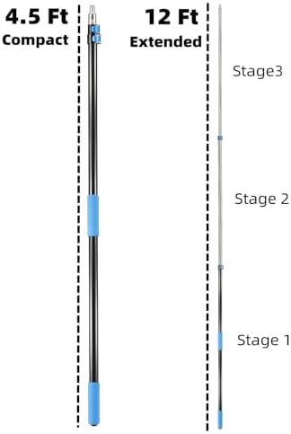 20 Foot High Ceiling Fan, Cobweb Duster with 5-12ft Extension Pole