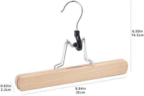 Amazon Basics Sturdy Wooden Pants Hangers for Closet Organization, Natural, 10-Pack