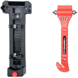 Amazon Basics Emergency Escape Tool, Window Breaker and Seatbelt Cutter, Car Safety Hammer with Protective Bracket, Bright Orange, 2 Pack, SW-835