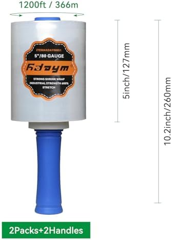 Plastic Stretch Film Shrink Wrap Roll for Moving, 5" x 1200' 12 Rolls