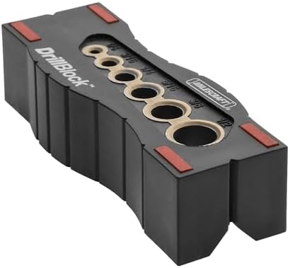 Milescraft 1312 Drill Block - Handheld Drilling Guide, Drilling Jig with Drill Guides for 6 of the Most Common Imperial Drill Bit Sizes, Precision Drilling Tool Accessory