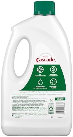 Cascade Free & Clear Dishwasher Detergent Liquid Gel, Dish Detergent, Dishwasher Soap, Lemon, 75oz