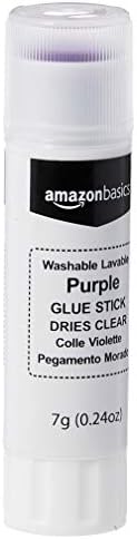 Amazon Basics Purple Washable School Glue Sticks for Classroom Supplies and Craft Projects, Dries Clear, 0.24-oz Stick, 60-Pack