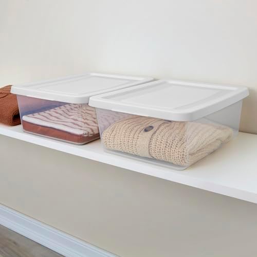 Sterilite Storage Box Stackable Tote, White, 12 Quart, 12 Pack