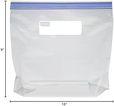 Amazon Basics Reclosable Freezer Gallon Size Bags with Double Zipper Seal, Stand-Up Bottom, BPA Free, 90 Count (Previously Solimo)