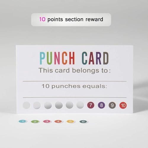 ONEDONE Punch Cards 200 Pack Reward Punch Cards for Classroom with Puncher