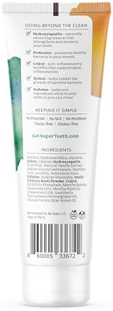 SuperTeeth Prebiotic Hydroxyapatite Toothpaste, Fluoride-Free - Mint