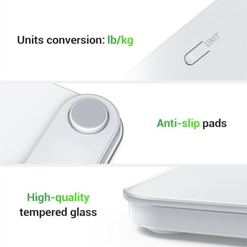 Ovutek Bathroom Scale for Body Weight, 5mm Tempered Glass, 400lb