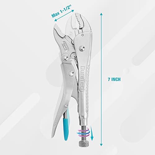 DURATECH 7-Inch Locking Pliers, Premium Cr-V Construction, Curved Jaw Locking Pliers with Wire Cutter, Fit for Clamping Twisting Welding