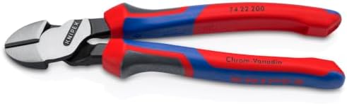 KNIPEX 74 22 200 Comfort Grip High Leverage Angled Diagonal Cutter, 8-Inch, Angled, Comfort Grip