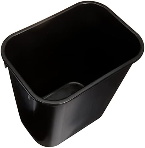 Amazon Basics Rectangular Plastic Office Wastebasket,14.4"L x 10.3"W x 15"H, 7 Gallon, Easy to Clean, Black, Pack of 2