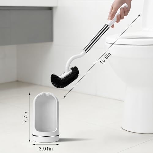AONEZ Toilet Brush and Holder Set, Deep Under-Rim Cleaning, Vented Holder