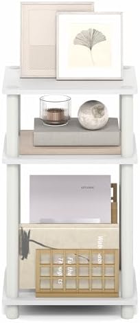 Furinno Turn-N-Tube 3-Tier Toolless Side Table, Compact, White