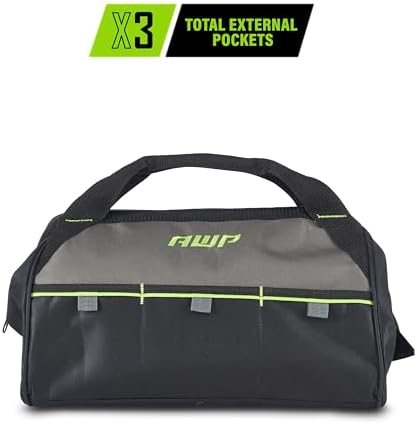 AWP Tool Bags, Premium Tool Bag, Black, Durable Tool Tote, for Professionals and Contractors