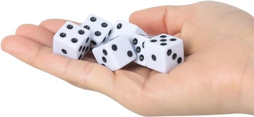 50 Pack 16MM White Dice - Six Sided Standard Opaque
