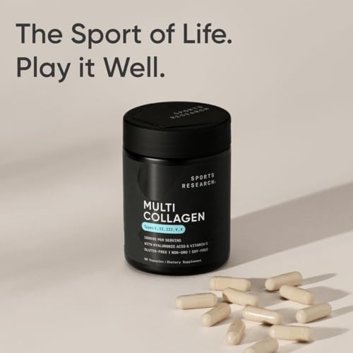 Sports Research® Multi Collagen Peptides w/Hyaluronic Acid, 90 Count